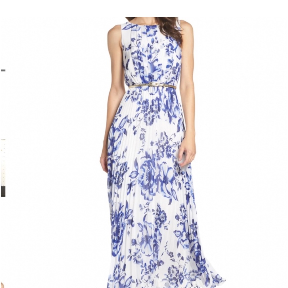 Eliza J Blue and White Floral Dress 6P